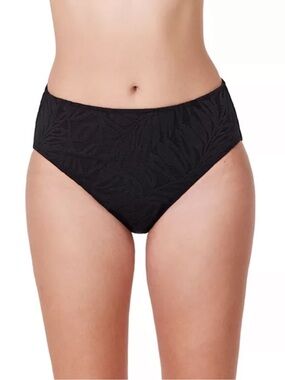 Profile By Gottex Black High Waist Full Coverage Bikini Bottoms Size 16 NEW $44
